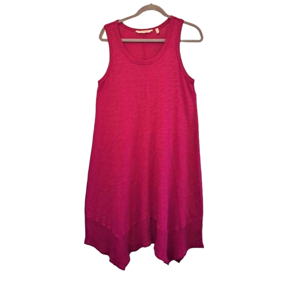 Soft Surroundings Pink Handkerchief Hem Midi Tank Dress Size Petite Medium - Picture 1 of 6